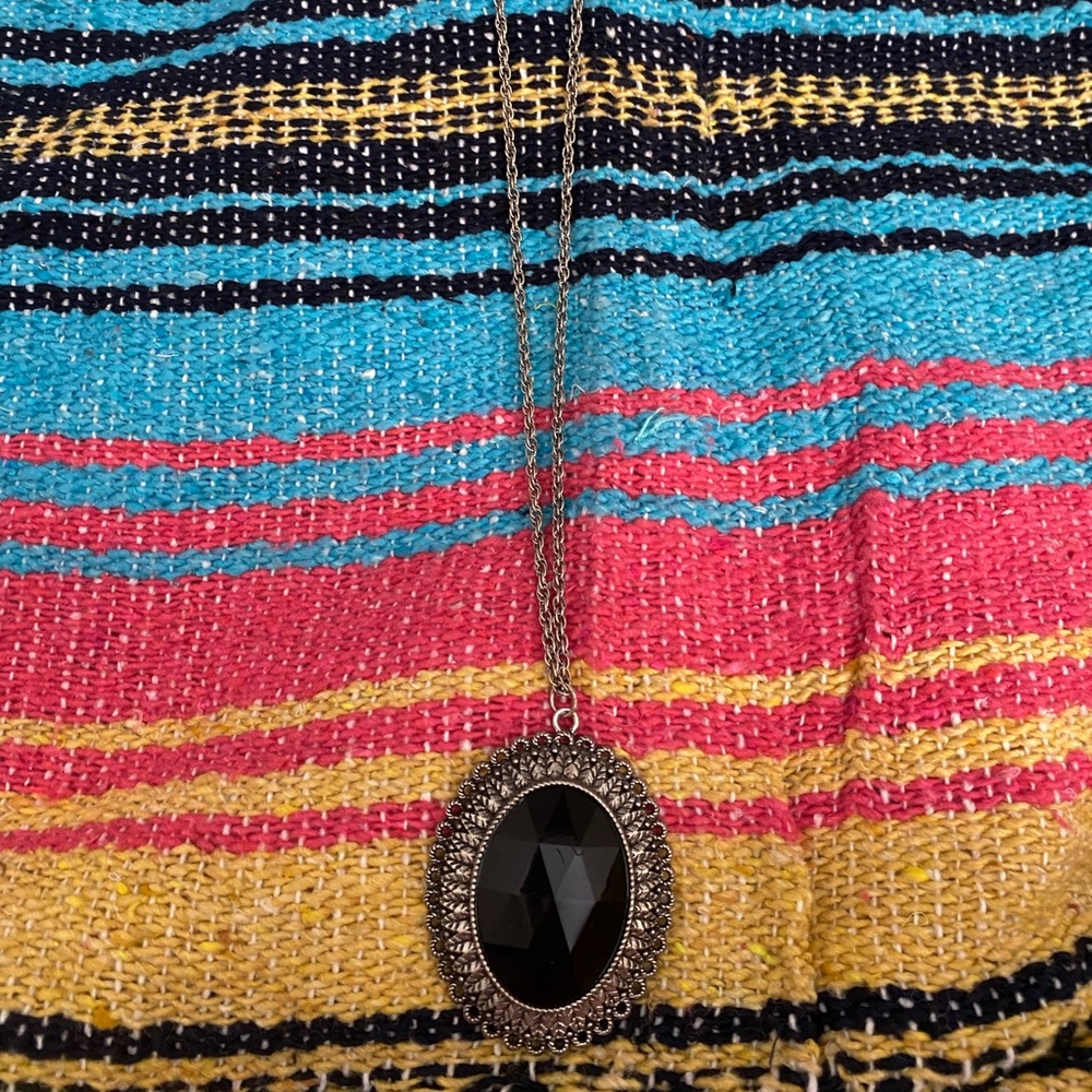 Long black pendant necklace
